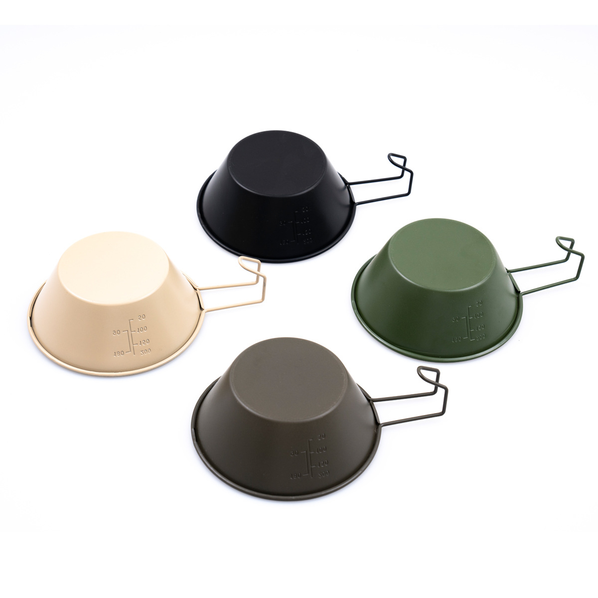 Cuenco de acero inoxidable para acampar, taza de nieve plegable con asa para colgar