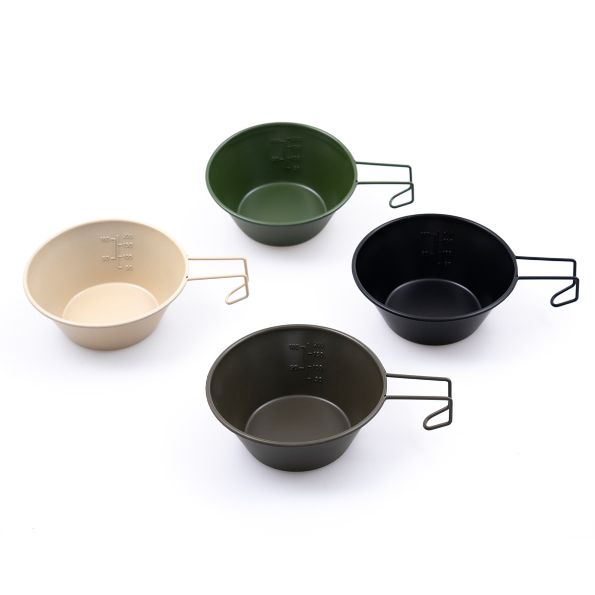 Cuenco de acero inoxidable para acampar, taza de nieve plegable con asa para colgar
