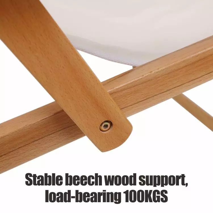 Silla reclinable de madera ajustable de 3 velocidades para playa, camping y jardín