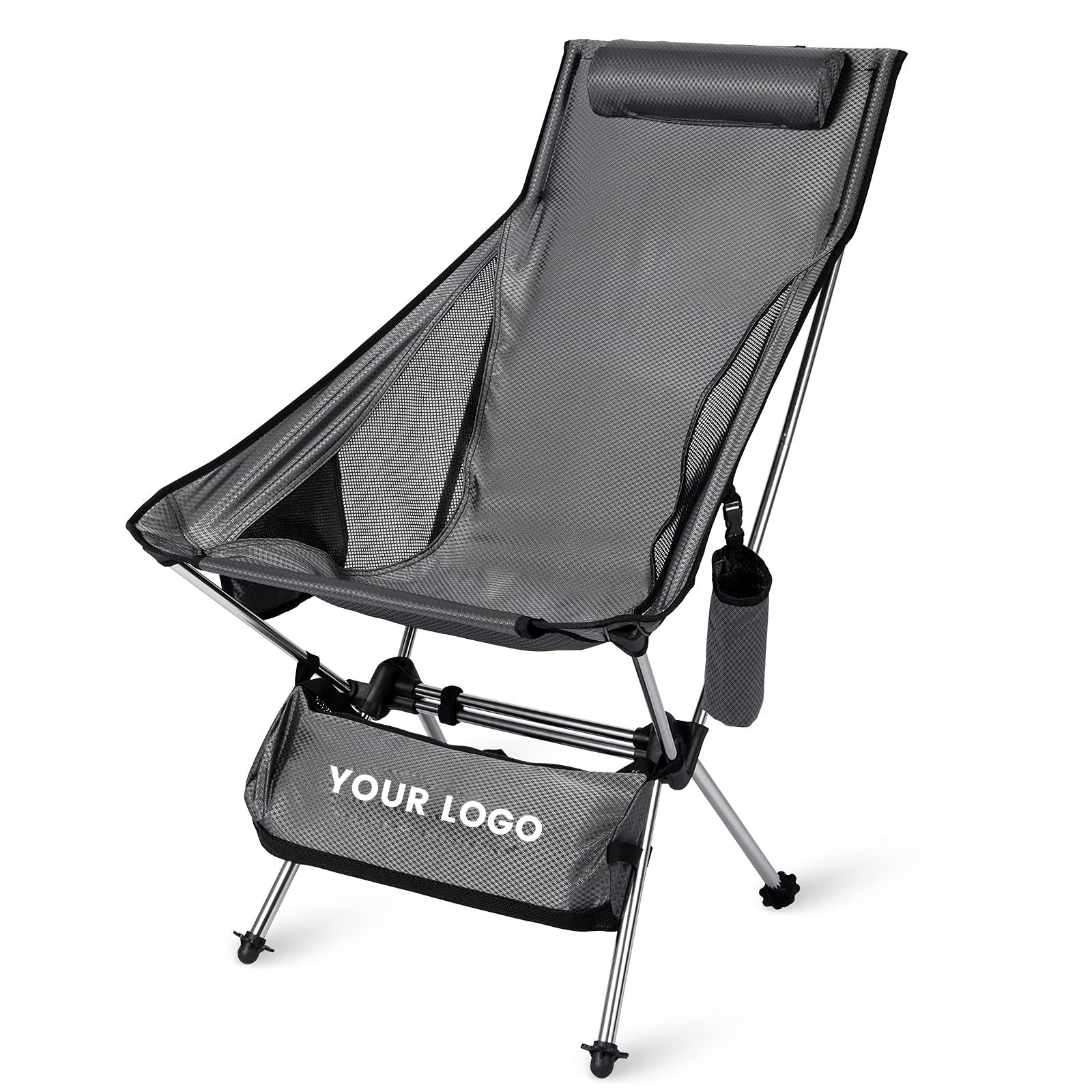 Silla plegable para acampar, color negro y personalizada