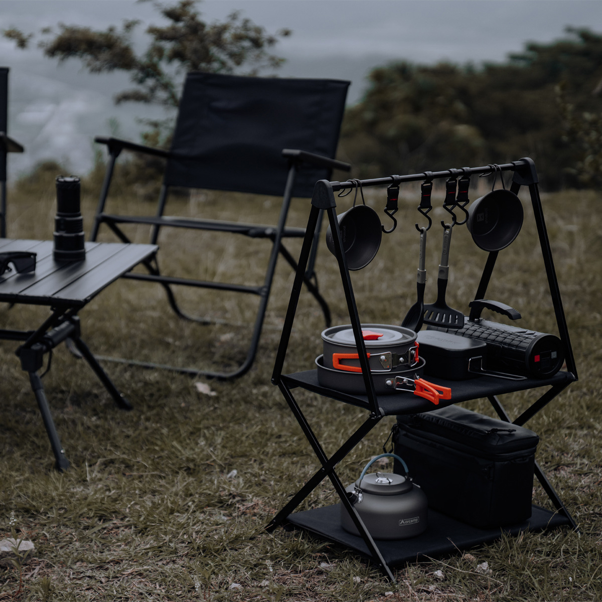 Estantes de almacenamiento plegables de aluminio para acampar: doble y triple capa