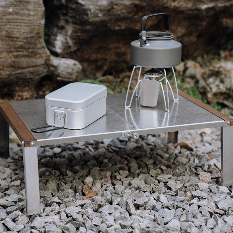 Mini mesa de té y café de aluminio para acampar, hacer mochilerismo y senderismo