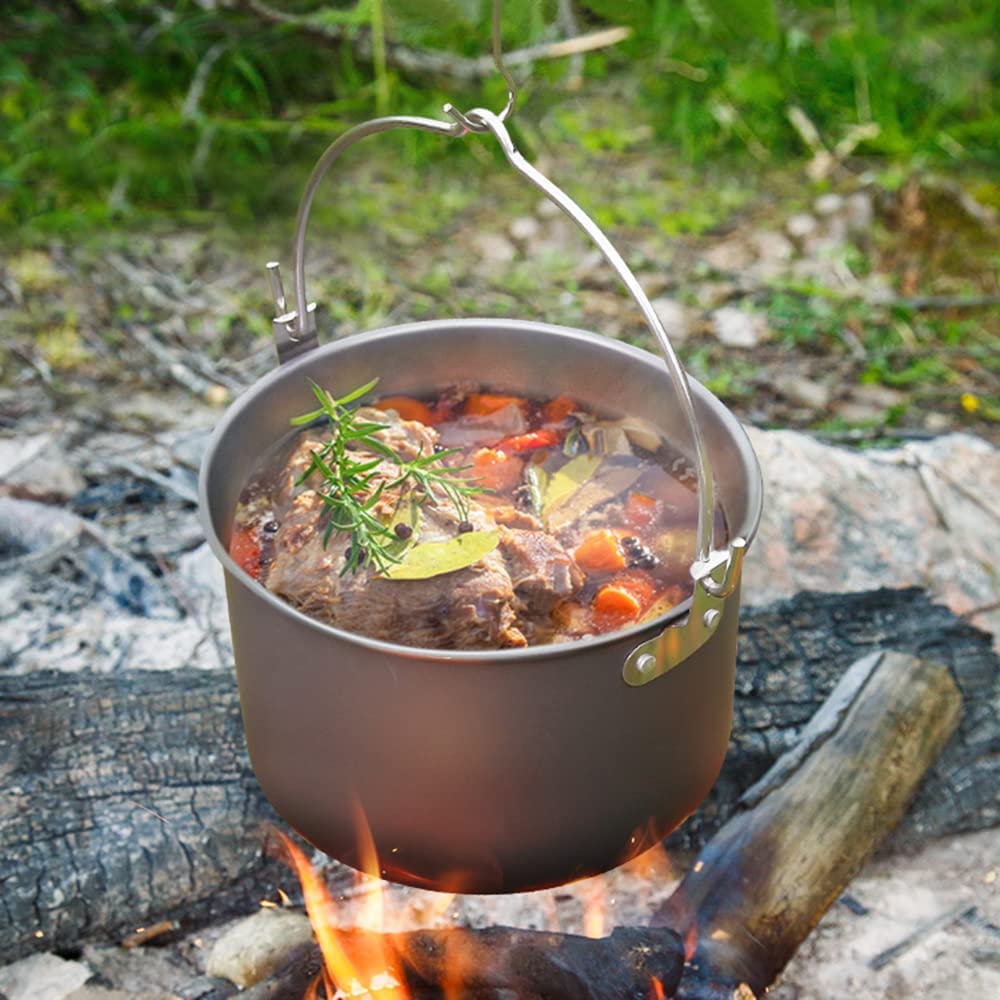Olla colgante para cocinar en camping de 4 l para mochileros, senderismo, pesca y pícnic