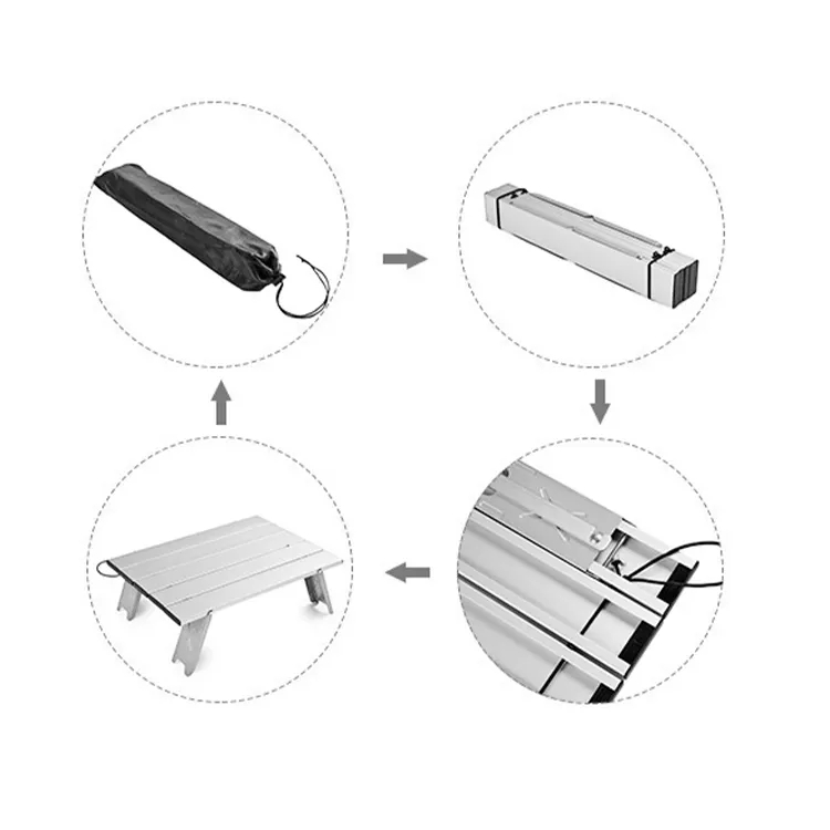 Mesa de camping mini plegable de aluminio ultraligera