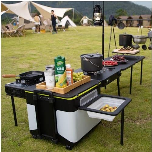 Estación de cocina para acampar al aire libre para barbacoas, picnics y fiestas