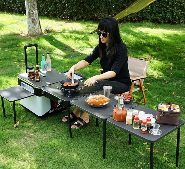 Estación de cocina para acampar al aire libre para barbacoas, picnics y fiestas