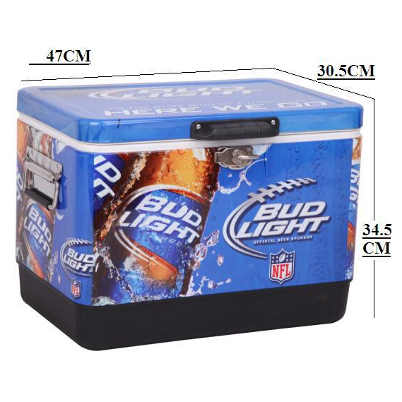 Nevera portátil de hierro con logotipo personalizado para exteriores de 54 QT, nevera de metal para autocaravana