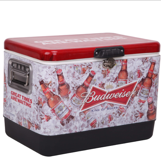 Nevera portátil de hierro con logotipo personalizado para exteriores de 54 QT, nevera de metal para autocaravana