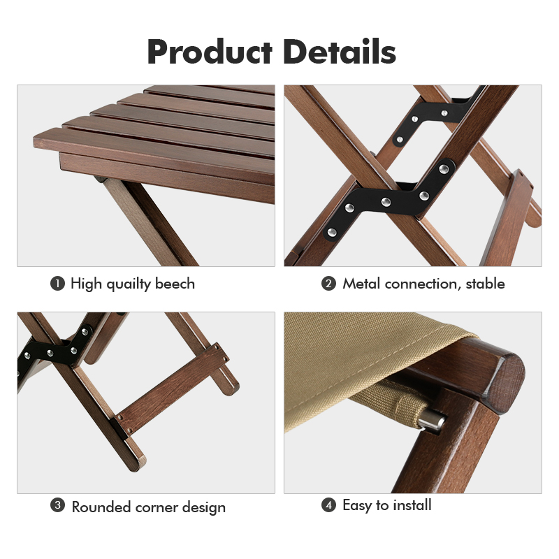 Taburete de madera portátil | Camping plegable Mazza