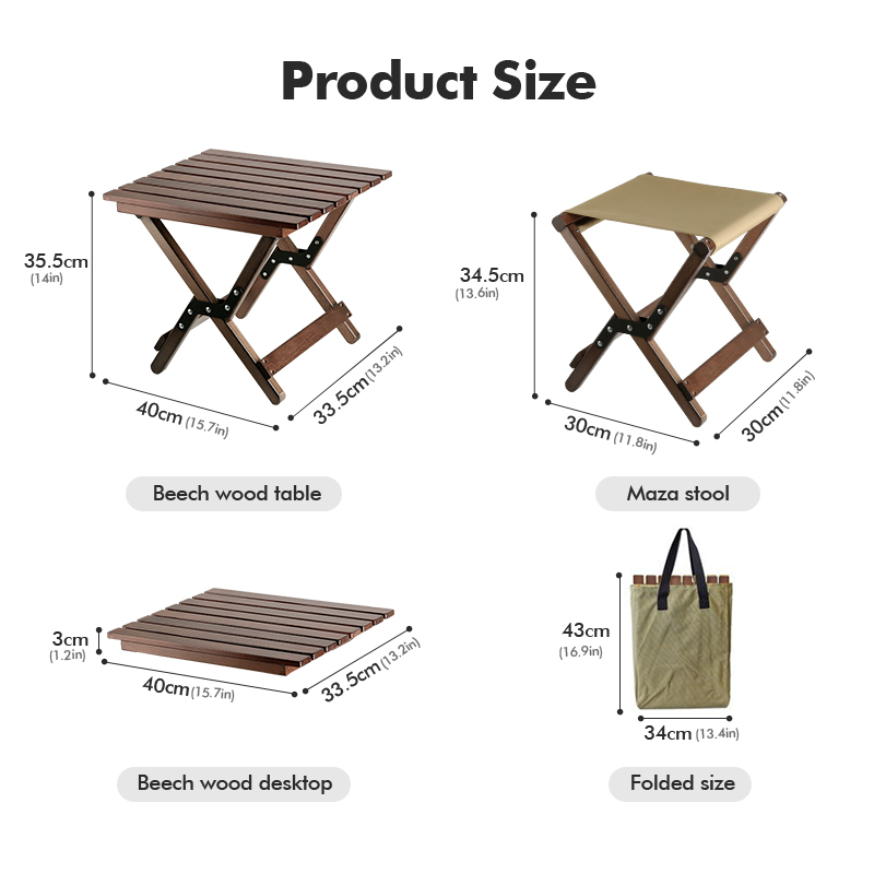 Taburete de madera portátil | Camping plegable Mazza