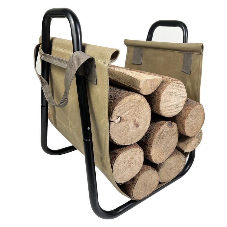 Bolsa de transporte para leña al aire libre con soporte de acero