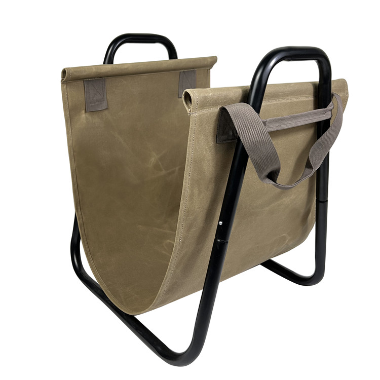 Bolsa de transporte para leña al aire libre con soporte de acero