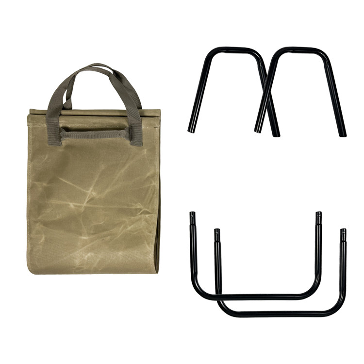 Bolsa de transporte para leña al aire libre con soporte de acero