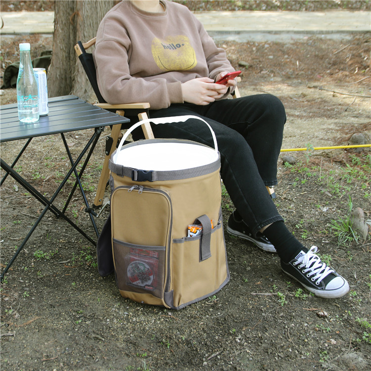 Cubo de pesca para acampar al aire libre, bolsa de almacenamiento organizadora de herramientas
