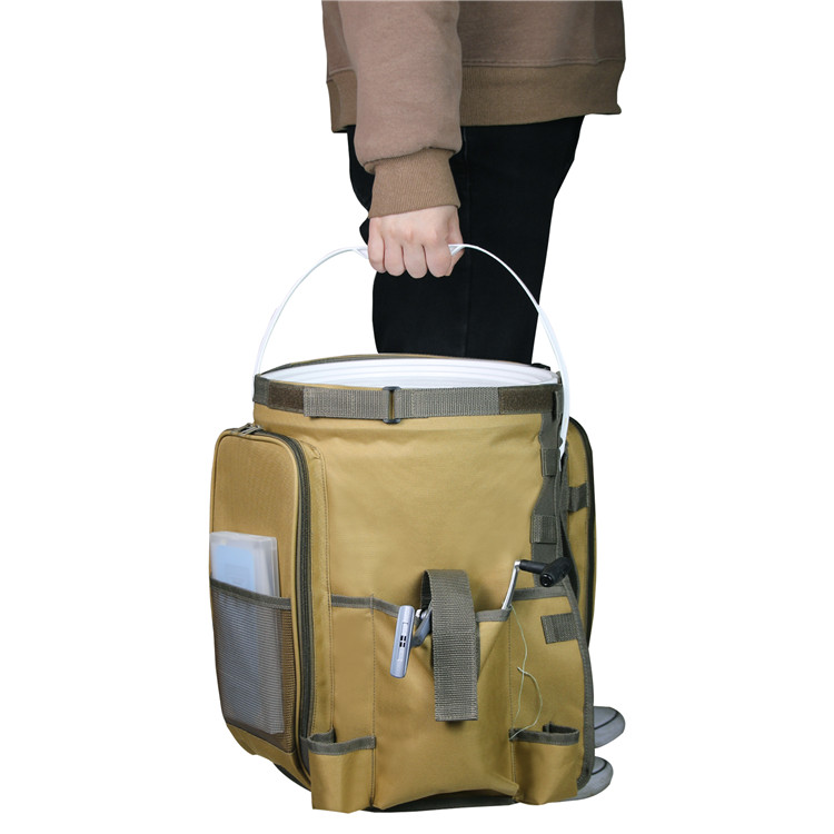 Cubo de pesca para acampar al aire libre, bolsa de almacenamiento organizadora de herramientas