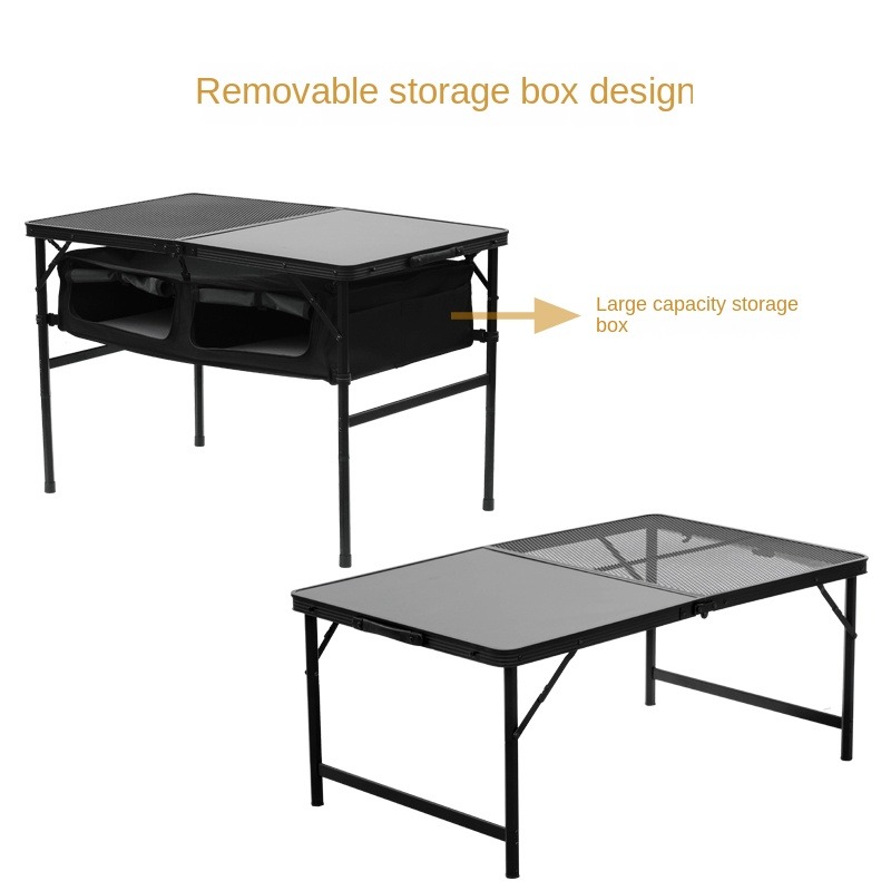 Mesa de exterior de doble capa: 1 mesa de aluminio MDF, 1 mesa de rejilla