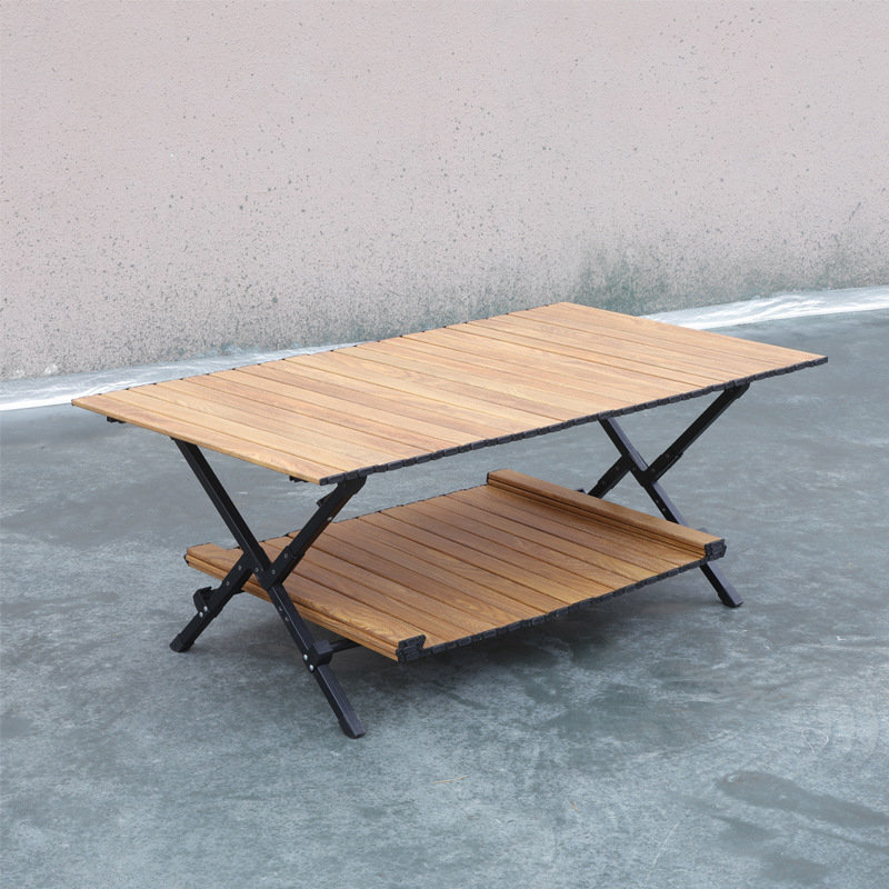 Mesa de camping plegable de aluminio de doble capa
