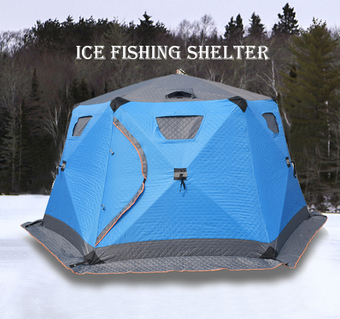 Tienda de campaña para pesca en el hielo emergente al aire libre y casa de pesca con aislamiento para el invierno