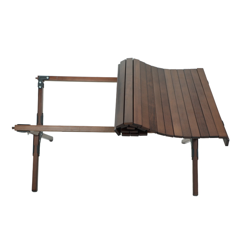 Mesa de camping de madera maciza plegable para exteriores