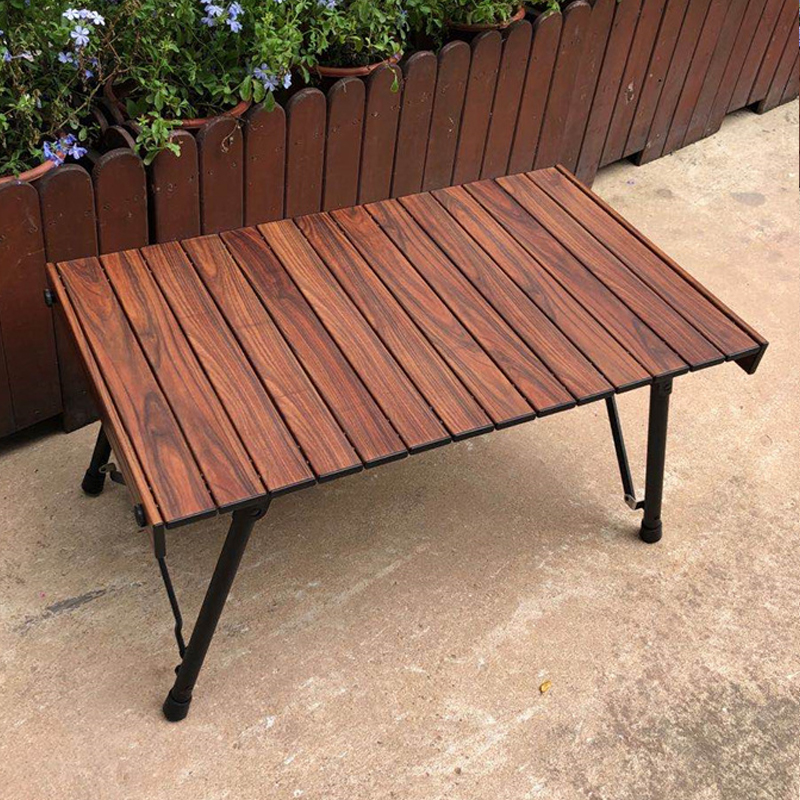 Mesa de camping plegable y enrollable de aluminio