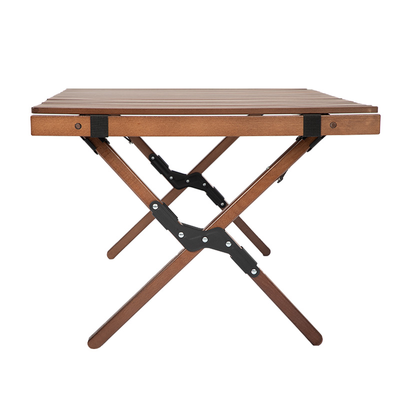 Mesa de camping de madera maciza plegable para exteriores