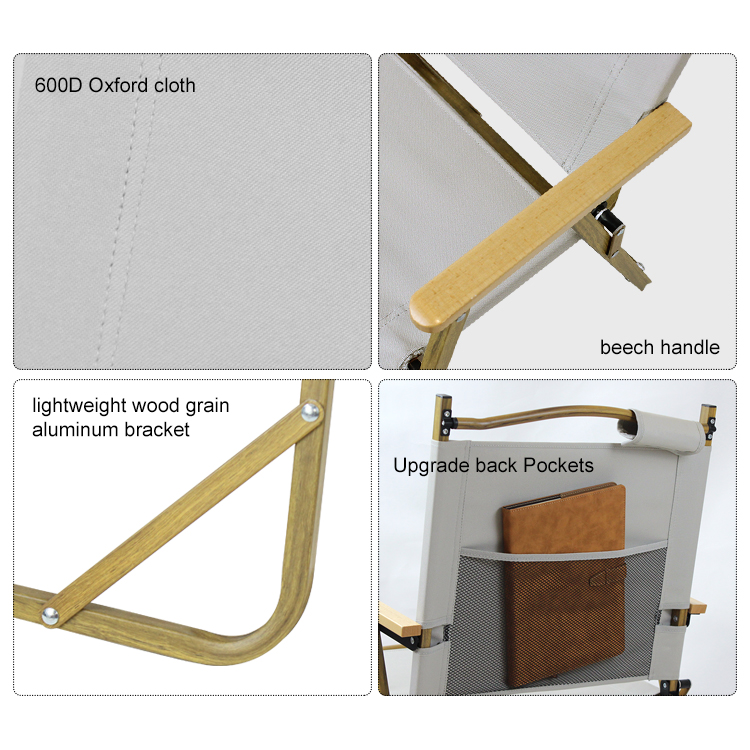 Silla de camping plegable Kermit de aluminio con veta de madera