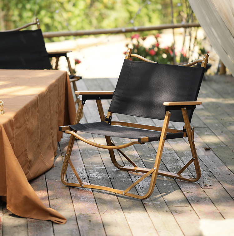 Silla de camping plegable Kermit de aluminio con veta de madera