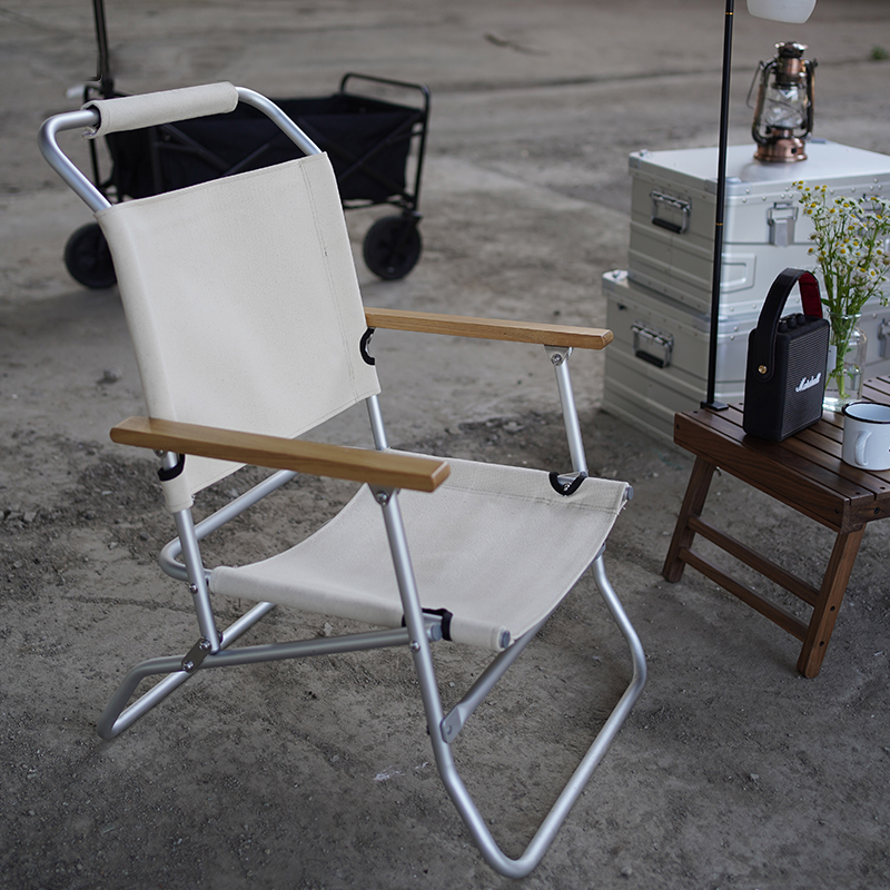 Silla plegable glamping de aluminio para exteriores con respaldo