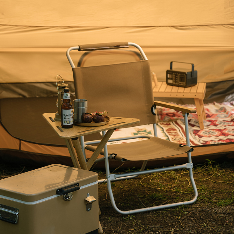 Silla plegable glamping de aluminio para exteriores con respaldo