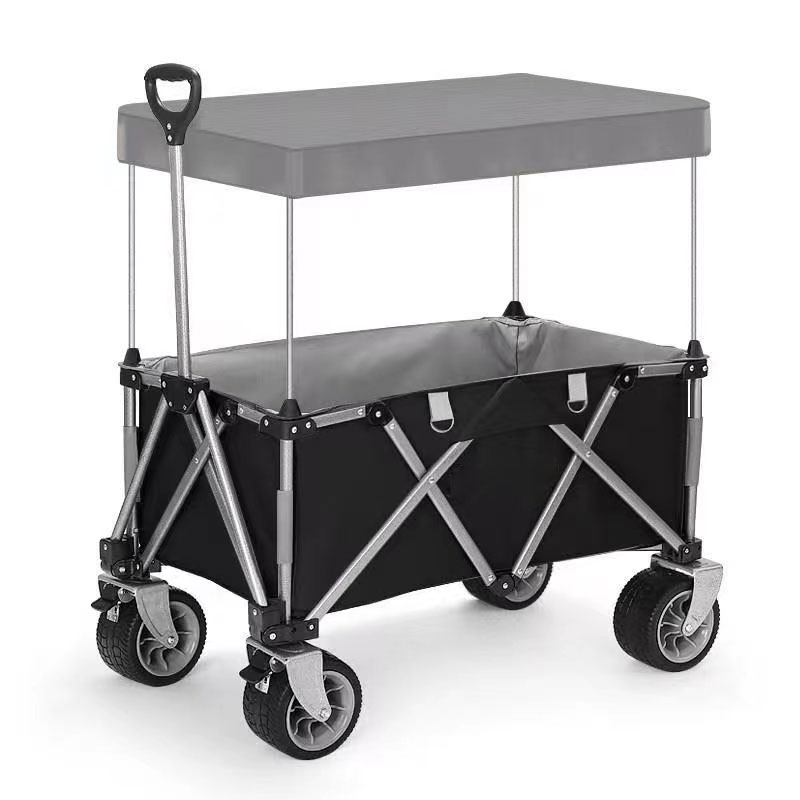 Carro de picnic plegable para jardín y campamento con toldo - Carro de campamento plegable con barra de tracción