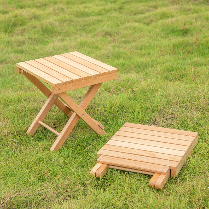 Juego de mesa y sillas de camping de madera de haya y roble