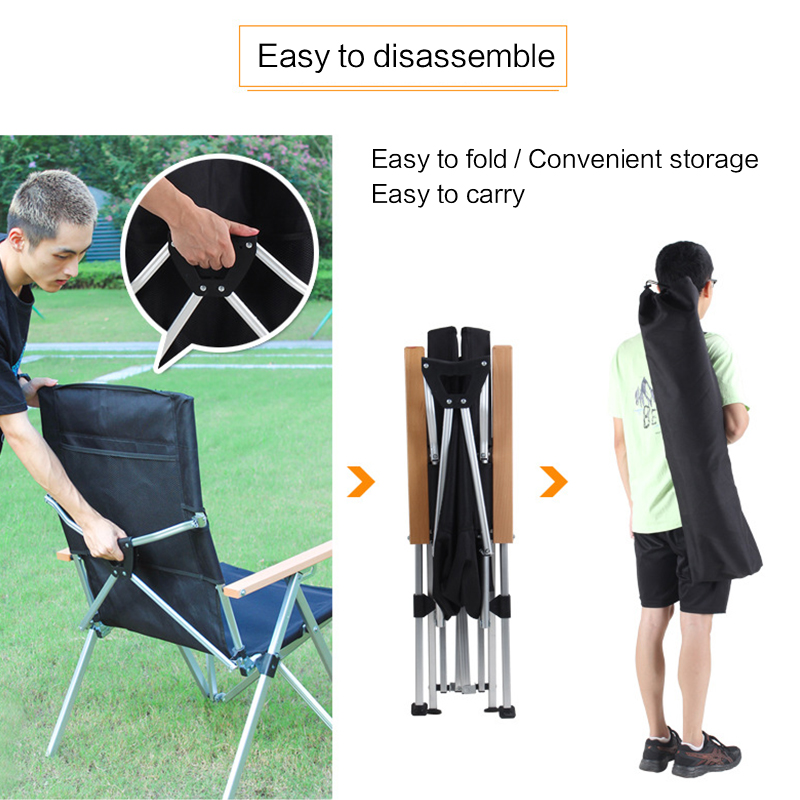 Silla de aluminio con respaldo plegable y ajuste de 4 niveles