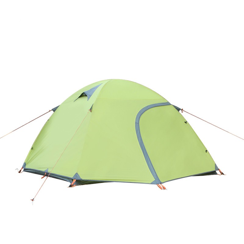 Tienda de campaña ultraligera para exteriores con doble puerta para mochileros en la cima de la montaña