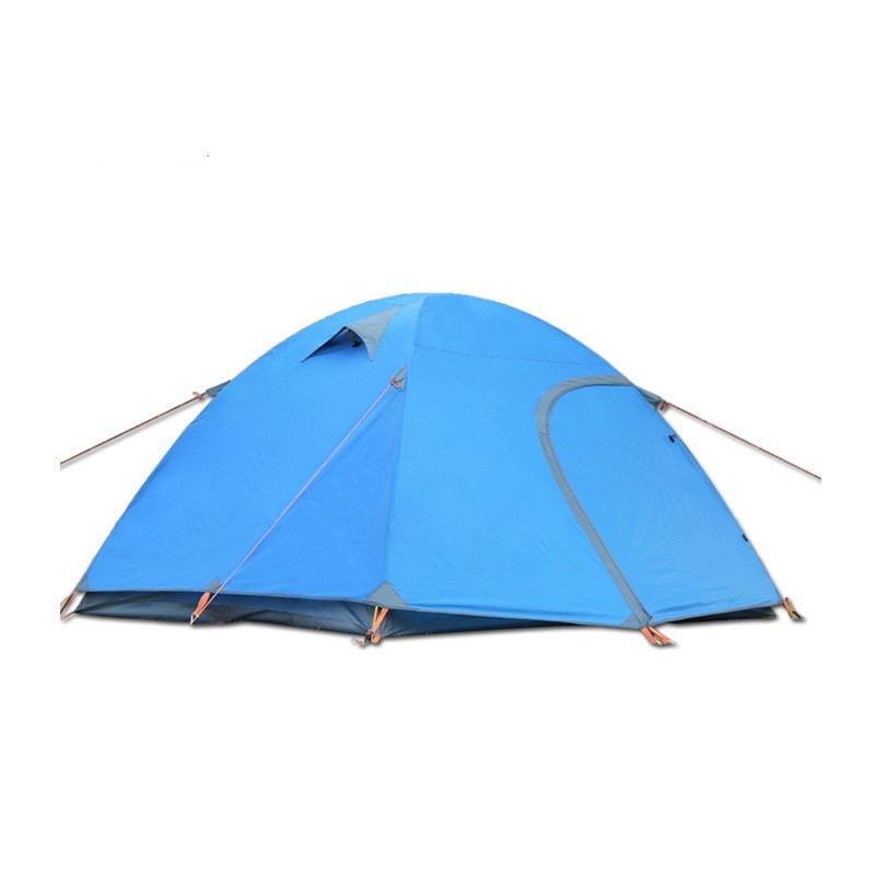 Tienda de campaña ultraligera para exteriores con doble puerta para mochileros en la cima de la montaña