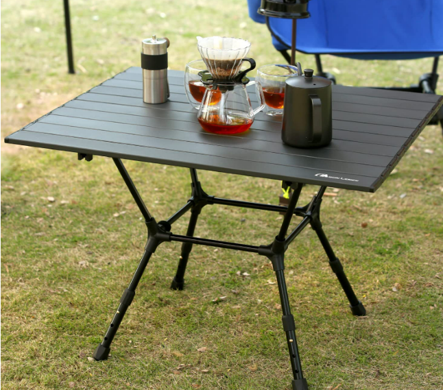 Mesa de camping plegable de aluminio: portátil, ajustable en altura, para exteriores, camping, mochileros, playa, picnics