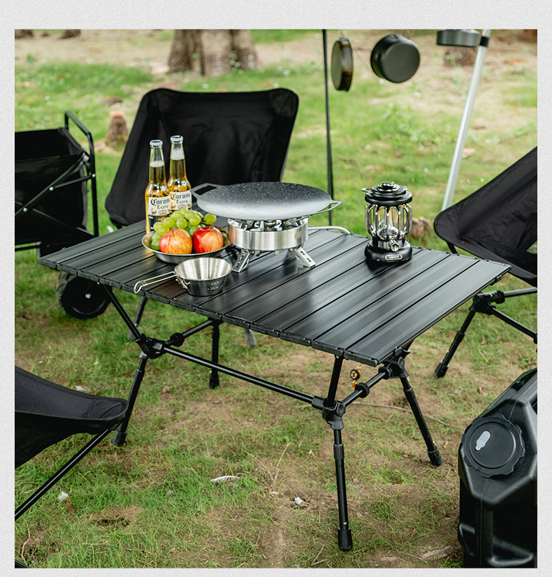 Mesa de camping plegable de aluminio: portátil, ajustable en altura, para exteriores, camping, mochileros, playa, picnics