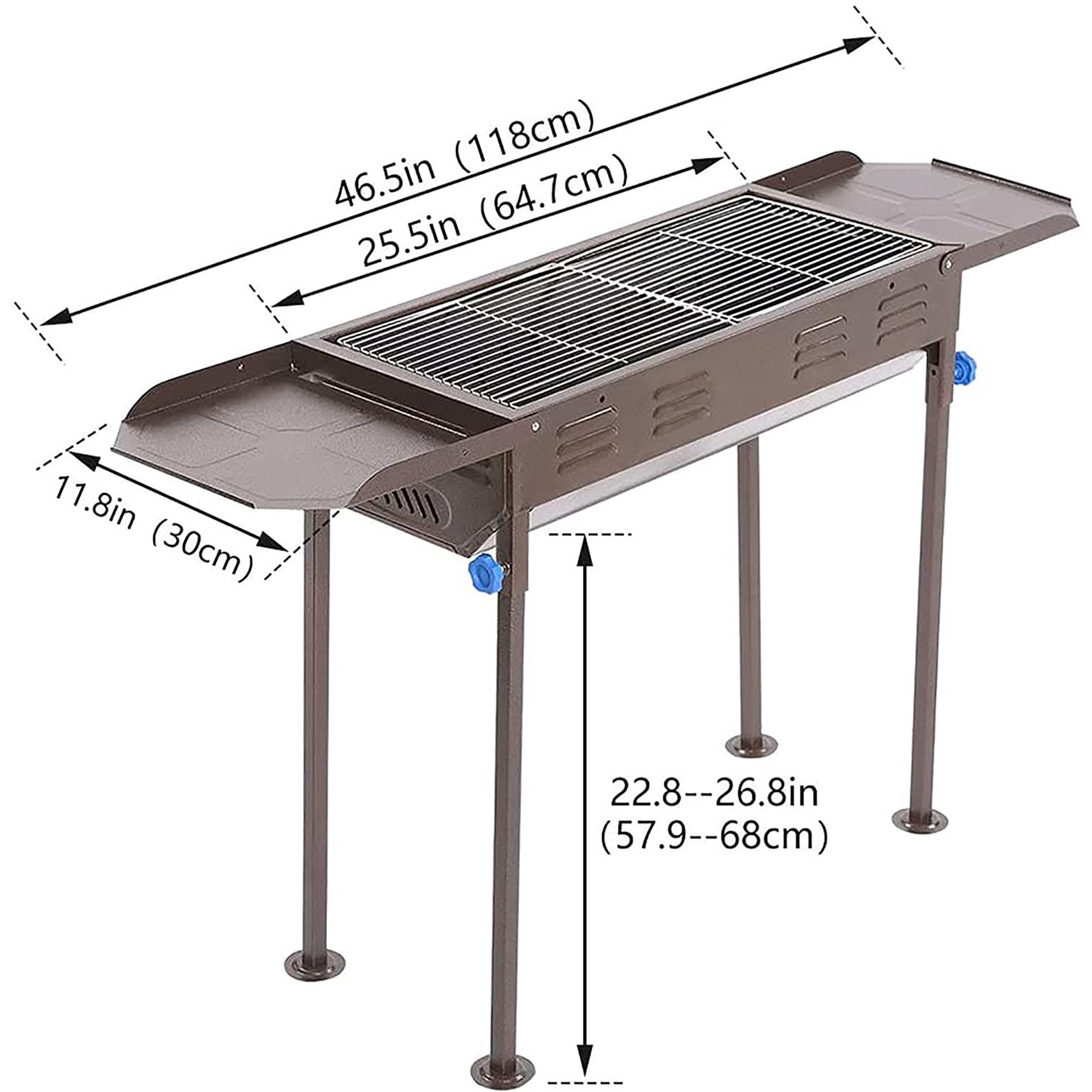 Parrillas de carbón plegables de acero inoxidable con sartén antiadherente y patas de altura ajustable