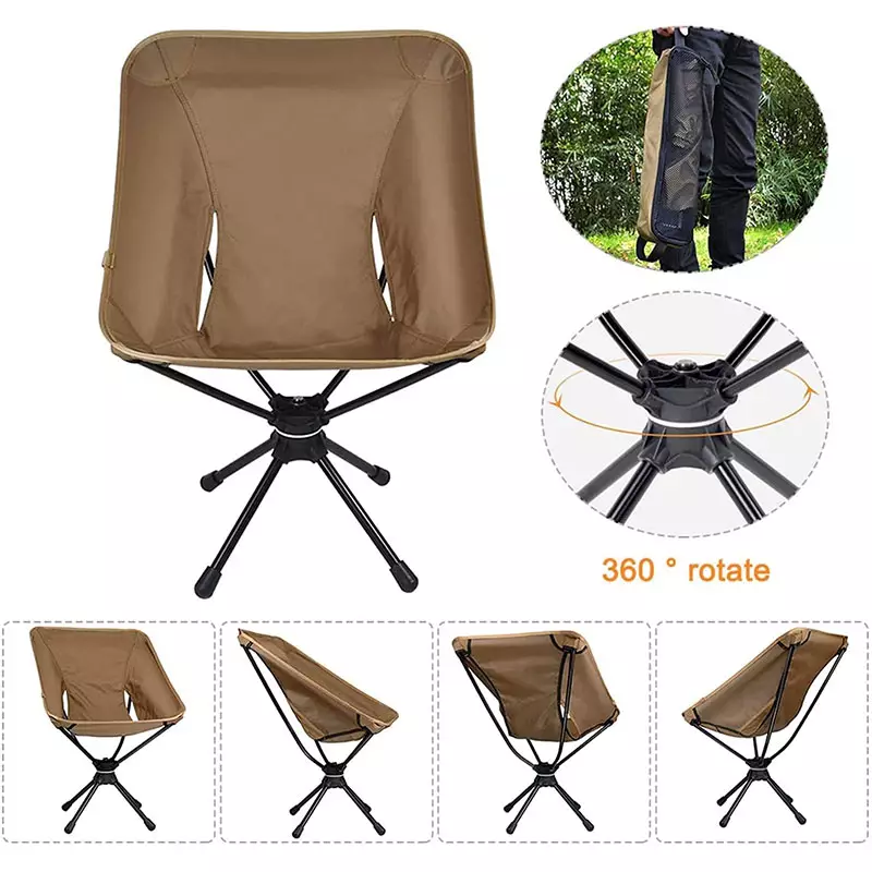 Silla de camping plegable giratoria de 360 ​​grados para viajes al aire libre, playa y picnic