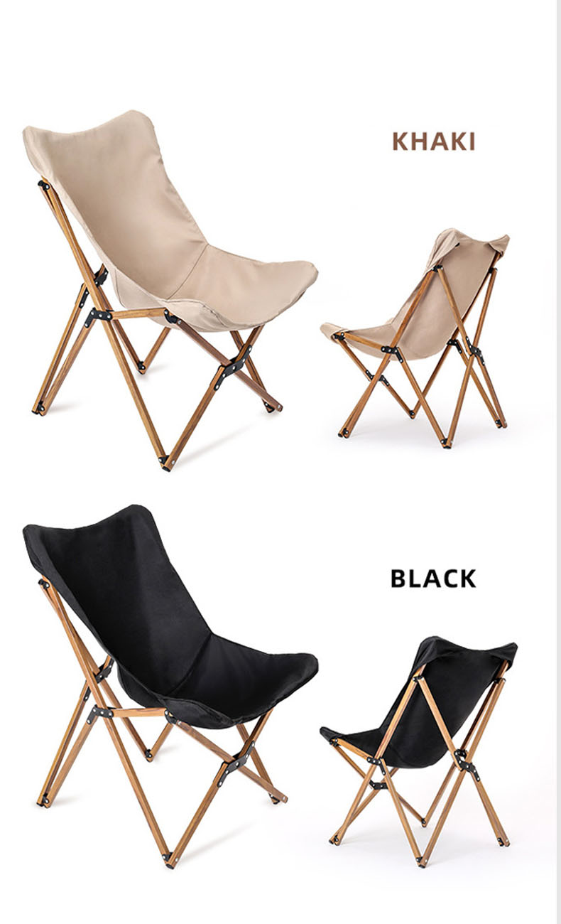 Silla de camping plegable con estructura de aluminio y forma de mariposa