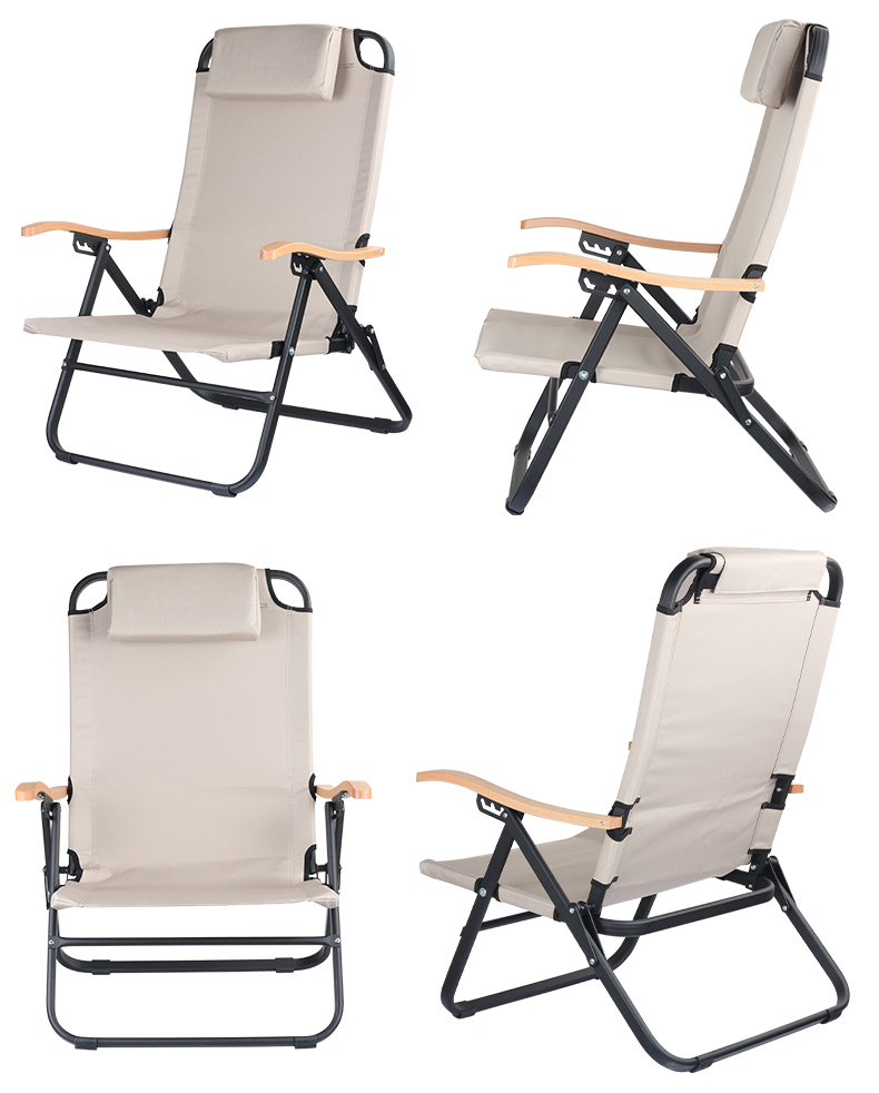 Silla plegable reclinable de aluminio con respaldo ajustable de 4 velocidades