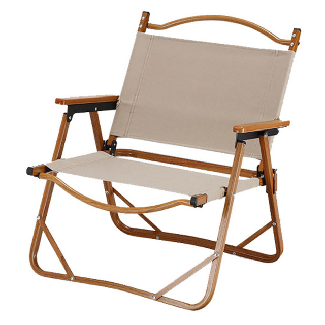 Silla plegable portátil de aluminio con veta de madera para acampar, patio, jardín y playa