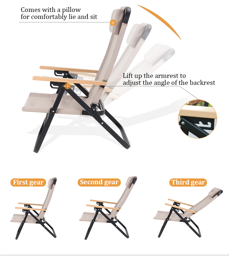 Silla plegable reclinable de aluminio con respaldo ajustable de 4 velocidades