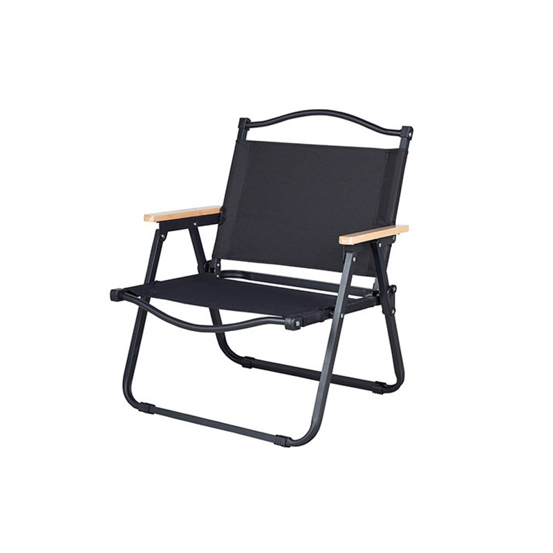 Silla plegable portátil de aluminio con veta de madera para acampar, patio, jardín y playa