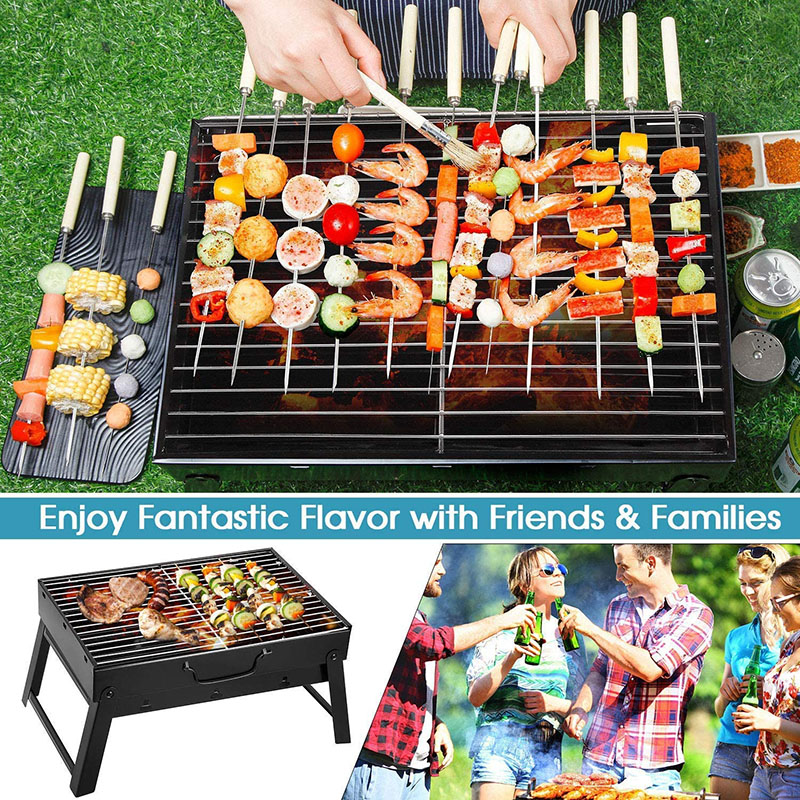 Parrilla de carbón plegable portátil para acampar al aire libre