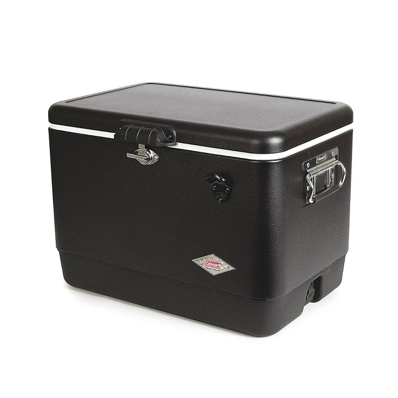 Nevera portátil de hierro con logotipo personalizado para exteriores de 54 QT, nevera de metal para autocaravana