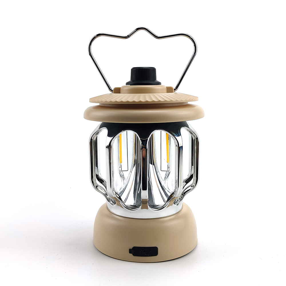 Linterna de camping LED para exteriores, lámpara de emergencia recargable por USB, lámpara portátil retro para recarga de carpas y camping