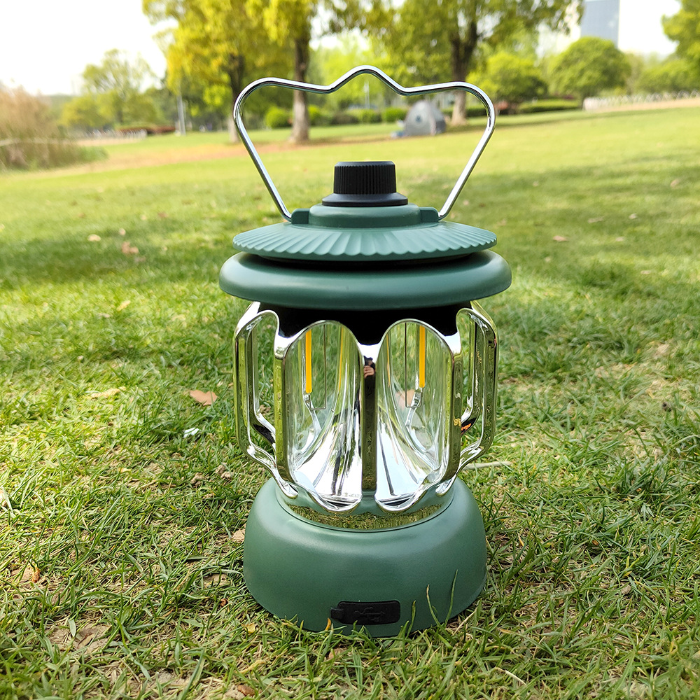 Linterna de camping LED para exteriores, lámpara de emergencia recargable por USB, lámpara portátil retro para recarga de carpas y camping