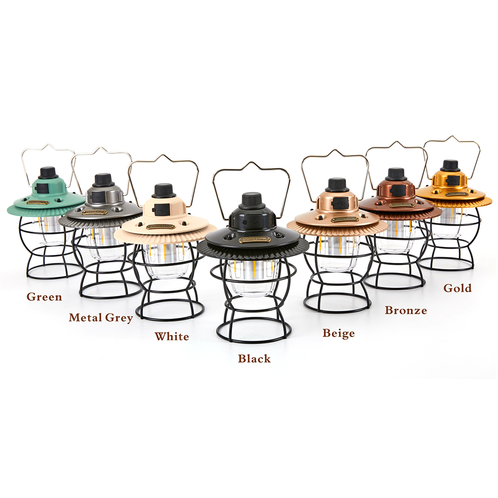 Lámpara de campamento portátil, lámpara vintage, recargable por USB, resistente al agua, retro, LED, para exteriores, para acampar