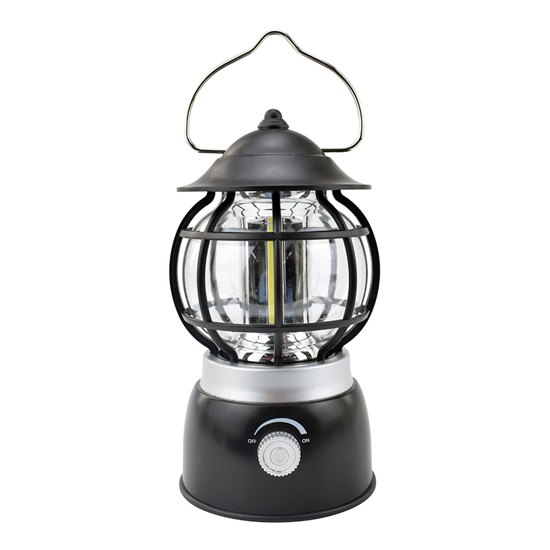 Lámpara de camping LED retro con interruptor de atenuación COB brillante con gancho y batería 3AA, lámpara de camping vintage para exteriores