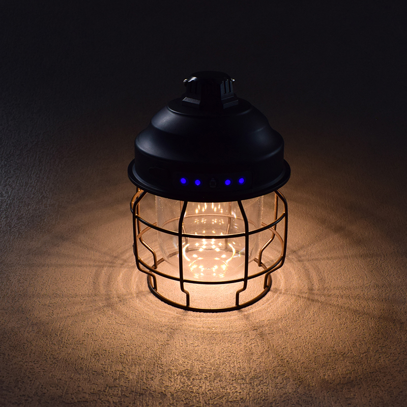 Mini linterna portátil recargable vintage para acampar con mosquetón LED retro para exteriores, para tienda de campaña